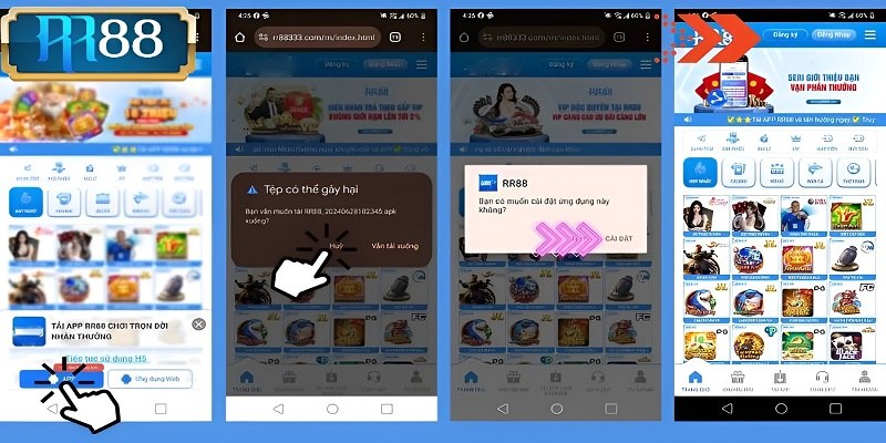 Thao tác tải app RR88 diễn ra khá trơn tru